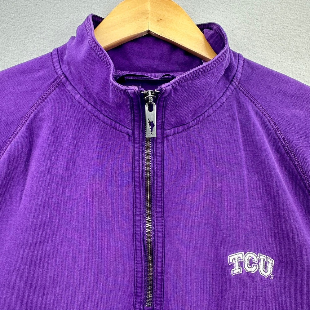 Tommy Bahama Purple TCU Horned Frogs Quarter Zip Sweatshirt Pullover Men's L